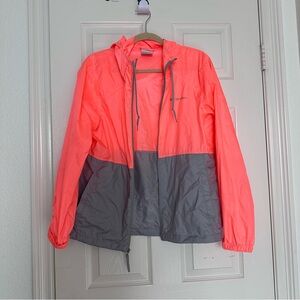 Columbia Neon Orange and Gray Windbreaker